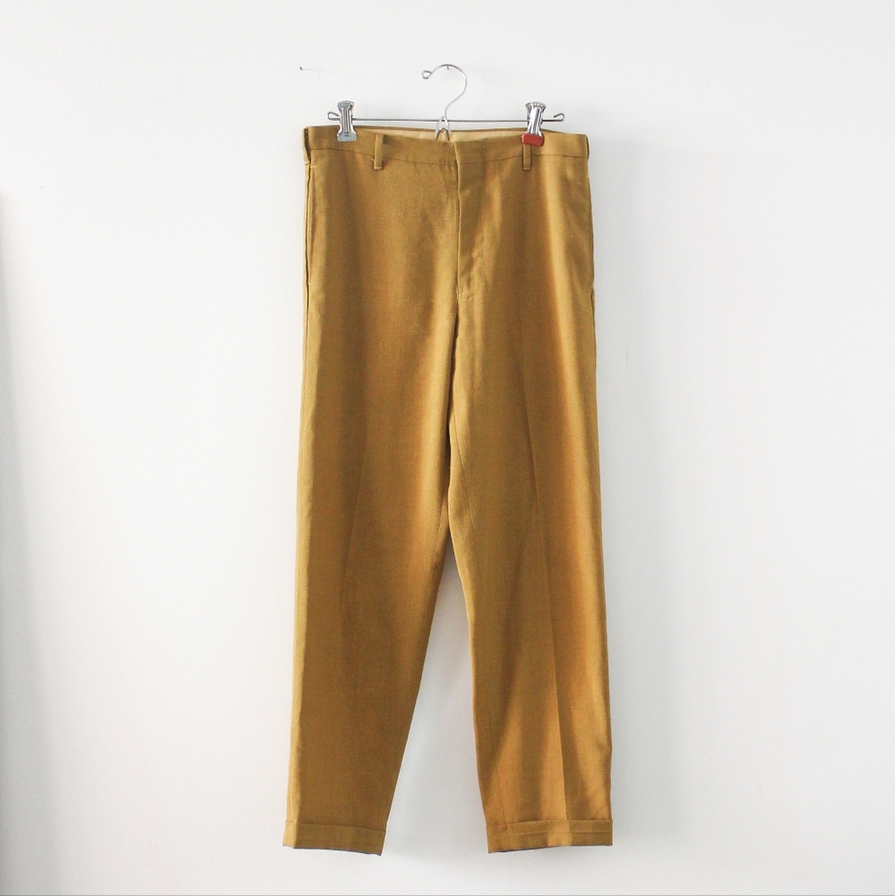 Vintage 1960s Mustard Brown Cuffed Slacks Chinos / Naturals Press Free by h.i.s